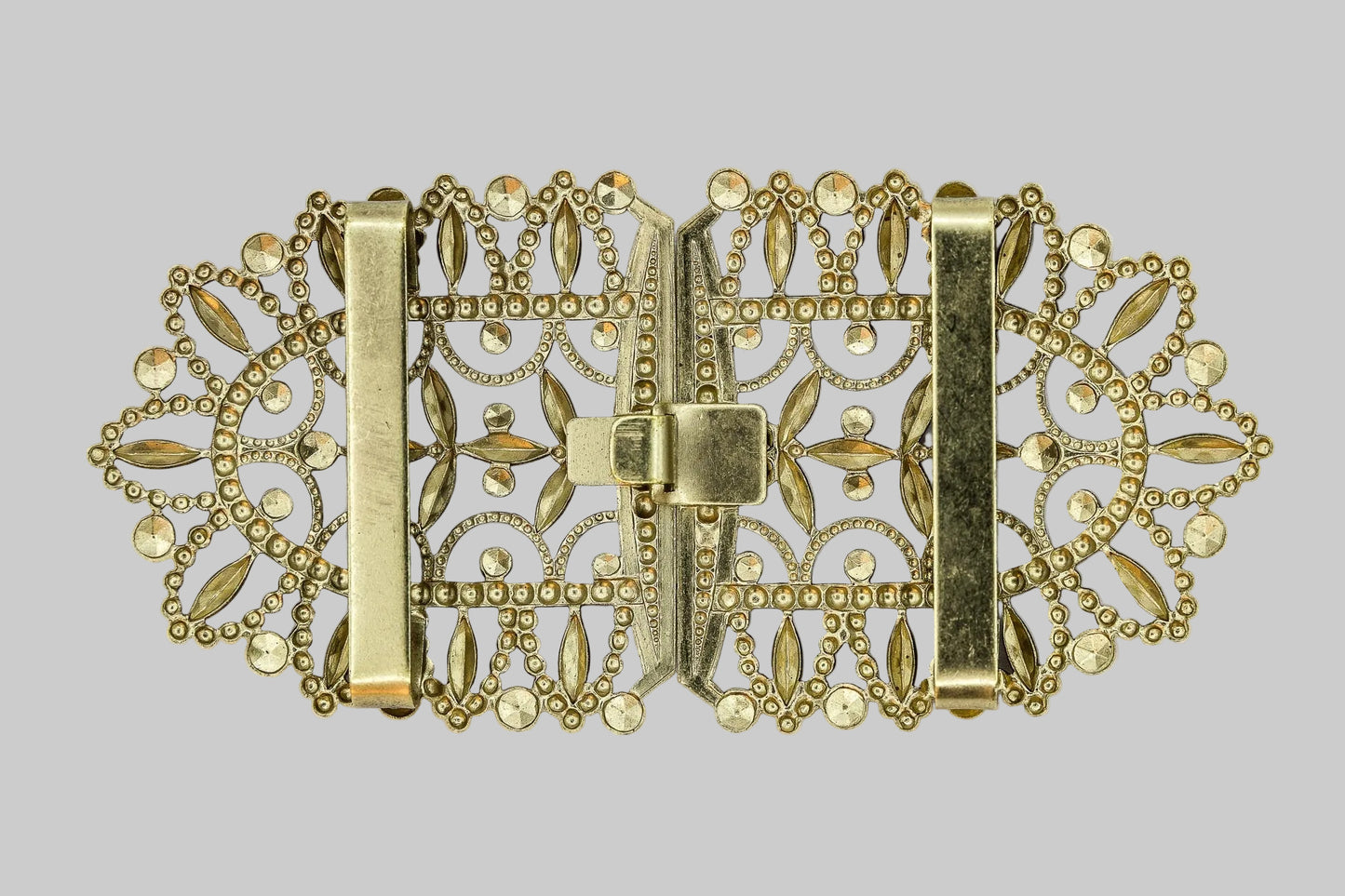 Rückseite Schürzenschließe gold Dirndl mit Steg 40 mm Verschluss
